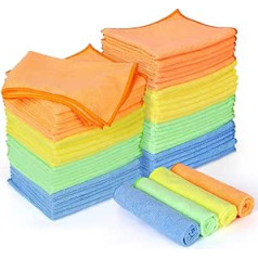 Midyb Microfibre Cloths Pack of 48, Lint-Free Cleaning Cloths, Microfibre Cleaning Cloths, Soft Microfibre Cloths, Window Cloths, Tea Towels, Multicoloured Cleaning Cloths for Car, Home, Kitchen, 30 x
