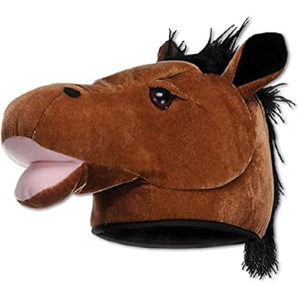 Beistle Plush Fabric Derby Day Horse Head Hat Costume Accessories - Farm Theme Western Party Supplies