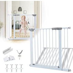 Ansobea Door Safety Gate, No Drilling, 90° Stop, Children's Gate, Barrier Gate, Stair Safety Gate for Children and Pets, Closes Automatically, with Y-Spindles, White (96-103 cm)