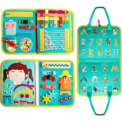 Busy Board 20-in-1 Toy from 3 4 5 Years Montessori Activity Board with Face Puzzle, Dinosaur Labyrinth, Children's School Gifts for Toddlers, Baby Girls, Boys, Learning Basic Knowledge
