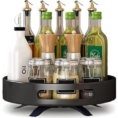 360° Rotating Kitchen Spice Organiser, White, Stainless Steel Ball Bearing Turntable Organiser, Shelf for Kitchen, Bathroom, Balcony, Dressing Table, Spice Rack, Turntable (2 Levels) (Single Layer