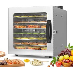 Lecon Dehydrator Stainless Steel Dehydrator Food 30-90°C, 24-Hour Timer Dehydrator for Food, Meat, Fruit, Vegetable Dryer, Fruit Dryer, Dehydrator with Apron, Sealed Tank (8 Levels)