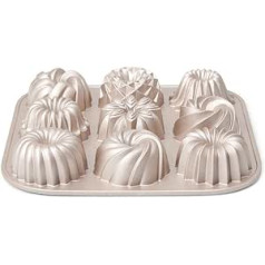 patisse 04521 - 9 Mini Bundt Cake Tin 9 Mini Bundt Cakes Cast Aluminium Gold 24 x 24 x 4.5 cm