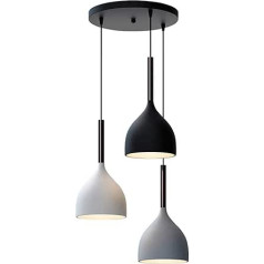 LFsem Nordic Modern Pendant Light Metal Ceiling Light 3 Heads Pendant Lamp E27 Loft Dining Room Restaurant Bedroom Chandelier (Round)