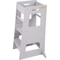 KiddyMoon Learning Tower for Children Learning Chair Height Adjustable Step Stool Montessori Furniture Kitchen Helper for Babies Kitchen Aid Step Stool Model ST-003 Grey