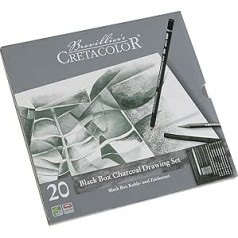 CRETACOLOR Black Box Charcoal Set | 20 Piece Charcoal and Drawing Set