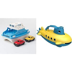 Green Toys 8601038 Ferry Ship with 2 Mini Cars, Bath Toy & 8601032 Submarine, Bath Toy, Play Boat, Sustainable Bath Toy for Children from 6 Months, Yellow, Blue