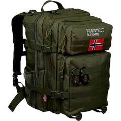 District North Military Backpack Complete | Fully Equipped Outdoor Backpack, Universal Use | 2 Sizes | Includes Carabiner Raincover Bottle Holder | US Cooper Backpack German Army