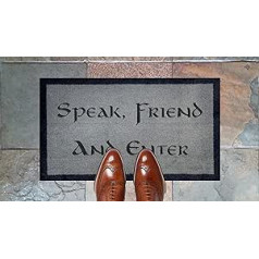 Artistan Kiss Washable Doormat, 70 x 40 cm, Speak Friend & Enter JRR Tolkien - Hobbit - Lord of the Rings - Elvish (Light Grey)