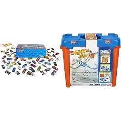 Hot Wheels V6697-Pack of 50 1:64 Die-Cast Vehicles Extra Large Gift Set, 50 Toy Cars, Random Selection, from 3 Years & GGP93 - Track Builder Stunt Box, Toy Car Racing Track