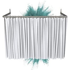 Shower Curtain Rail Corner 12 Combinations, Angle and U-Shape, Wall or Shower Rail Over Corner Mounting without Ceiling Bracket, Grey Gloss Angle Bar with PVC-Free Plastic Coating