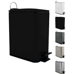 Spirella Erik Cosmetic Bin 5 Litres Stainless Steel with Soft-Close Mechanism and Inner Bucket Bathroom Bin Soft Close Waste Bin Black