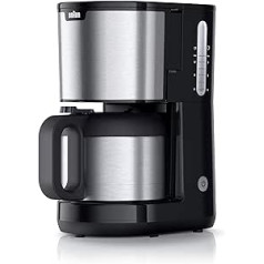 Braun PurShine KF1505 BK Filter Coffee Machine, 1.2 L Stainless Steel Thermal Jug for up to 9 Cups, OptiBrew System, Drip Stop Function, Swivel Filter Basket, Automatic Shut-Off, 1000 W, Black