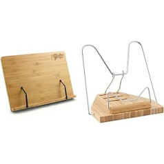 Theodore MUS53-BK Bamboo Table Top Bookend Music Stand Adjustable with Side Holders, 390 x 280 mm & Wedo 211407 Wooden Reading Stand Bamboo 3-Way Adjustable for School & Office