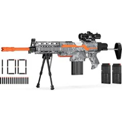 Electric Toy Gun Sniper for Children, 3 Mode Automatic Toy Foam Blaster with Scope, 2 Magazine 100 Darts, Electric Toy Sniper Rifle for Children from 6 7 8 9 10 Years