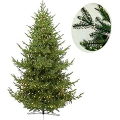 IGOOD Premium Artificial Christmas Tree 210 cm with Lighting 1500 Warm White Lights - Easy to Assemble Beautiful Tree Toppers Made of 100% Injection Moulded Especially Lifelike PE Christmas Tree