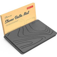 Graplife Stone Bath Mat, 2 Pack Bath Mat for Bathtub and Bathroom, Super Absorbent Diatomaceous Earth Shower Mat, Non-Slip Quick Drying Mat for Kitchen Counter, Elegant Home Decor and Modern