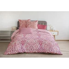 Home Linge Passion Belladonna 3-Piece Duvet Cover 100% Cotton 57 Thread Count Double 220 x 240 cm Raspberry and White