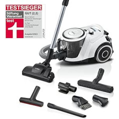 Bosch Bagless Series 6 BGC41XALL Vacuum Cleaner, Floor Vacuum Cleaner, Ideal for Allergy Sufferers, Hygiene Filter, XXL Upholstery Nozzle, Ideal for Pet Hair, High Suction Power, 700 W, White