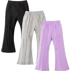 Miipat Baby Girls' Trousers 3-Pack Elastic Waist Toddler Girls Flared Trousers Ruffle Ribbed Casual Children's Trousers