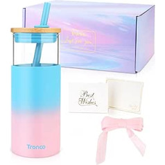 tronco Glass Tumbler with Lid and Straw, 20 oz Stylish Smoothie Cup with Silicone Sleeve, Ideal for Iced Coffee, Water and Hydration for Home, Office and Outdoor, BPA Free