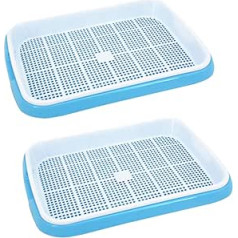 LVPY Seed Sprouter Tray BPA-Free Nursery Tray for Seedlings Wheat Grasser Planter Hydroponics Seed Germination Tray for Garden Home Office Blue + White Pack of 2