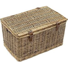 JVL Handmade Wicker Basket with Faux Leather Strap Medium