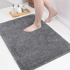 COSY HOMEER Microfibre Bath Mat, 60 x 90 cm, Super Soft and Absorbent Bath Mat, Non-Slip, Machine Washable for Shower, Bathtub and Bedroom, 100% Polyester, Dark Grey