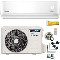 A++/A++ Inverter Split Air Conditioning Unit with Heat Pump, Air Conditioning Device, ECO Smart WiFi/WLAN Ready, Complete Set Including 3 M Copper Cables With Heating Function (9000/12000 BTU), white