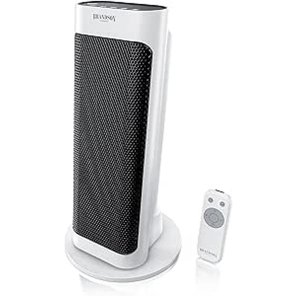 Brandson - Fan Heater with Remote Control, Energy-Saving, Quiet - Ceramic Heater Bathroom - Oscillation Function - 2x Heat Settings - Timer - GS Certified, Forced Air