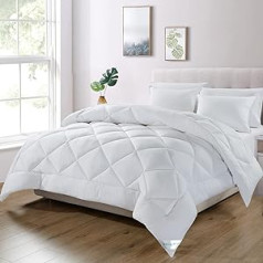 WAVVE Duvet 200 x 200, 4 Seasons, Microfibre 200 x 200 cm All-Season Duvet, Oversize Size Bed Quilt, Super Soft Cuddly Quilted Duvet, White