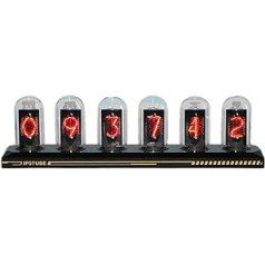 Vastarry Nixie Tube Clock Glow Tube Clock IPS Colour Screen Digital Clock DIY Analogue Digital Tube WiFi Time Desktop Digital Clock Decoration Gift (401)