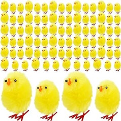 Haconba 96 Stück Osterküken, niedliches Mini-Plüsch-Huhn, weich, flauschig, Chenille-Küken für Oster-Partygeschenke, 2 Größen