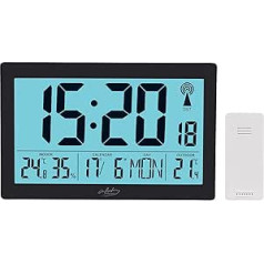 infactory Radio Alarm Clock: XL Radio-Controlled Clock with Double Alarm Clock, Thermo/Hygrometer, Day, Date, Black (Digital Wall Clock, XXL Wall Clock, Weather Stations)