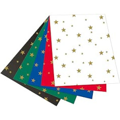 folia 5899 - Fotokarton mit Sternen farbig sortiert, 50 x 70 cm, 10 Blatt, beidseitig bedruckt - zum Basteln und kreativen Gestalten von Karten, Fensterbildern und für Scrapbooking