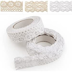 ASTARON Self Adhesive Lace Ribbon Vintage White Self Adhesive Trim Ribbon Lace Ribbon for Crafts Wedding Decoration Scrapbooking Gift Box (Style A - White)