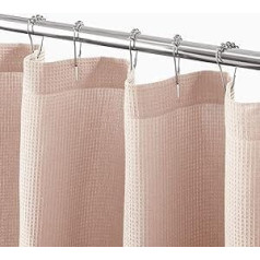 mDesign High Quality Waffle Weave Shower Curtain - Soft and Easy Care Bath Curtain - 100% Cotton Splash Guard for Shower or Bath - Light Pink