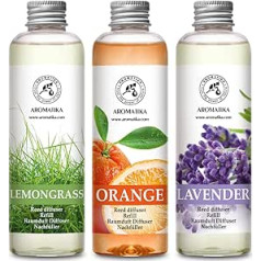 Room Fragrance Diffuser Refill Lemongrass & Orange & Lavender 600 ml - 3 x 200 ml - Refill Set for Fragrance Diffuser - Reed Diffuser Refill - Room Fragrance - Room Fragrance - Diffuser Refill - Room
