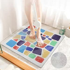 Anevios Non-Slip Shower Mat, 60 x 60 cm, PVC Loofah Shower Mats, Soft Comfort Bath Mats with Drainage Holes, Bath Mat, Shower Mat for Wet Areas, Quick Drying