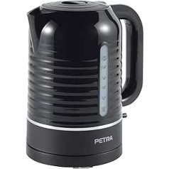 Petra PT5572BLKVDE Electric Kettle - Fast Boiling, Simple Window, Water Level Indicator, Tea Maker with Anti-Limescale Strainer, Swivel Base, Dryness Sensor, Strix Regulated, 3000W, 1.7L, Black