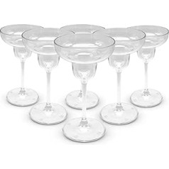 DOJA Barcelona | Transparent Plastic Margarita Glasses | Pack of 6 | Hard Plastic Drinking Glasses | Clear Polycarbonate Glasses | Reusable Plastic Margarita Glasses, Reusable Cocktail Cups