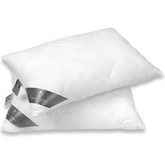 FAM Home Cushion 50 x 70 cm, Set of 2, Soft Microfibre, Adjustable, Pillow 50 x 70 cm, Allergy Sufferers with Optimal Support, Breathable Inner Cushion with Zip, Additional Bag with Filling Material