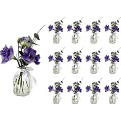 casavetro 12 x 150 ml Small Vases Glass Bottles Geometric Glass Bottles Country House Vintage Vase Bottle Glass Clear Mini Decorative Bottles with White Bow (Pack of 12)