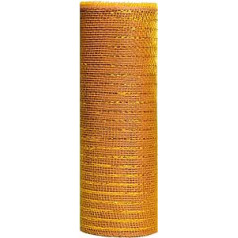Jomnvo 10 Inch x 10 Yards Gold Christmas Poly Mesh Ribbon, Decorative Poly Ribbon, Metallic Foil Decorative Mesh Ribbon, Christmas Party Decoration, Wreath, Making Poly Mesh Ribbon (Gold)