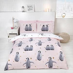 Rapport Starry Pinguine Bettbezug-Set, Single – Pink