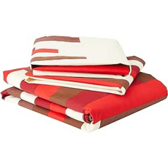 GC GAVENO CAVAILIA Printed Double Bed Duvet Quilt Cover Bedding Set + Pillowcase Blocks Cream Red by (200 x 200cm)