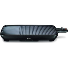 Tefal Tischgrill Malaga TG3918 | Elektrogrill | Regelbarer Thermostat | Antihaftbeschichtete Grillplatte, 2/3 Grill, 1/3 Teppanyaki | Abnehmbares Kabel | Platte+Abtropfschale spülmaschinenfest | 2000W