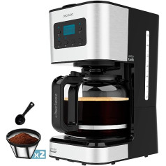 Cecotec Programmable Coffee Machine 66 Smart Plus, 980 W, Capacity 12 Coffee, ExtemAroma Technology and AutoClean Function, Stainless Steel Finish, LCD Display, 1.5 L Steel Grey