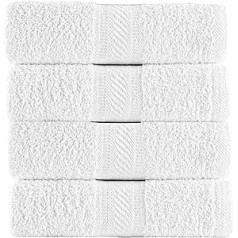 SweetNeedle Set of 4 Large Bath Towels (70cm x 140cm) - 500gsm 100% Luxury Cotton Hotel Quality Highly Absorbent for Bathroom, Shower, Beach and Everyday Use (White)