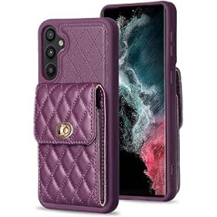 Vqwq Leather Wallet Case for Samsung Galaxy A34 5G - Card Slot Metal Stand Magnetic Flip Case Shockproof Protective Wallet Cover Case for Samsung Galaxy A34 5G [20] -Pueple